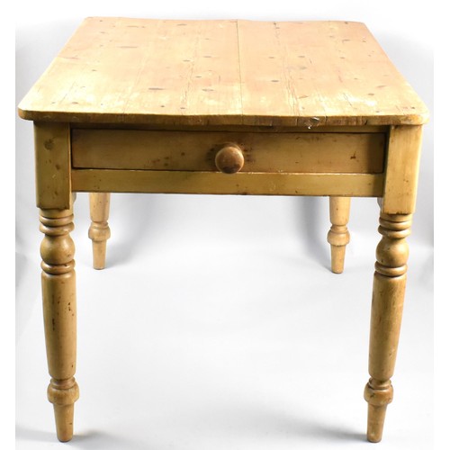 451 - A Late 19th/Early 20th Century Pine Pantry Table with Single Drawers and Turned Supports, 104x79cm