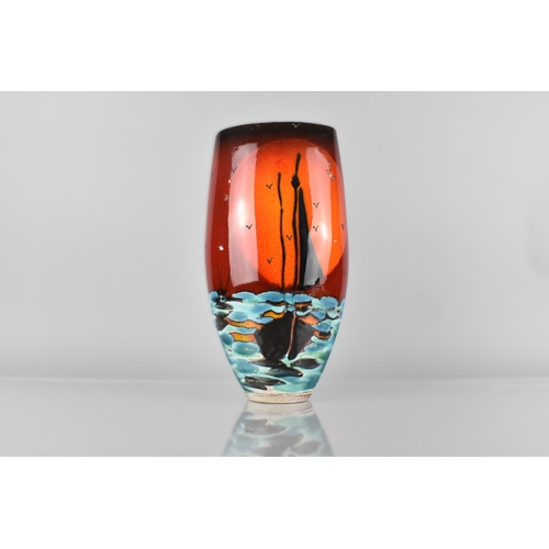 466 - An Anita Harris Art Pottery Vase, Sail Boats, 27cm high