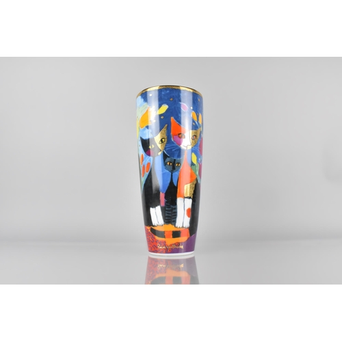 468 - A Goebel Rosina Wachtmeister Limited Edition Vase, Bunte Katzenfamilie, 1886/3000, 28.5cm high