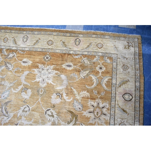 470 - A Vintage Patterned Rug on Gold Brown Ground with Floral Design, 396x302cm