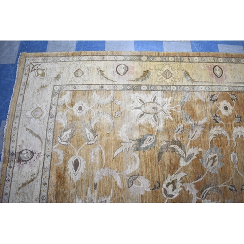 470 - A Vintage Patterned Rug on Gold Brown Ground with Floral Design, 396x302cm