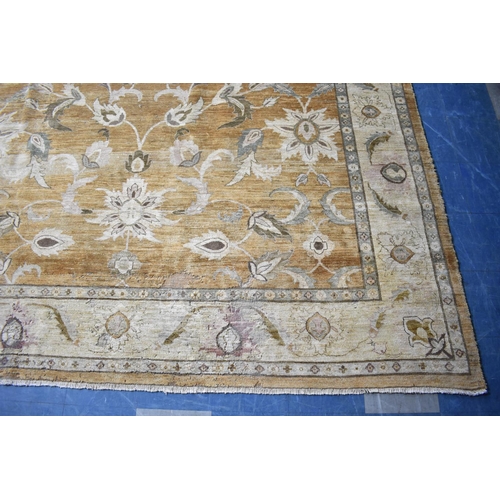 470 - A Vintage Patterned Rug on Gold Brown Ground with Floral Design, 396x302cm