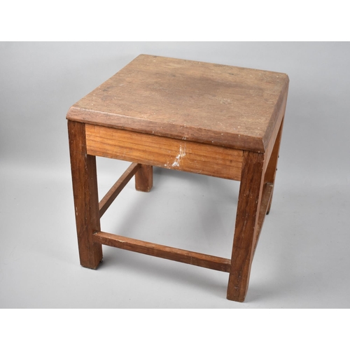 101 - A Mid/Late 20th Century Wooden Square Stand or Stool, 32cms and 23cms High