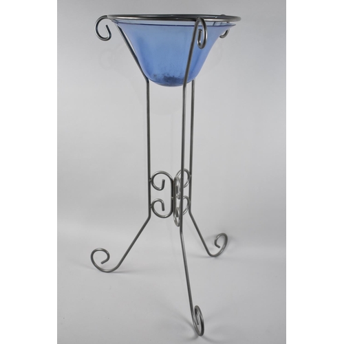 108 - A Modern Wrought Iron and Glass Planter, 31cms Diameter and 76cms High