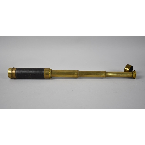 14 - A Brass and Leather Three Draw Telescope