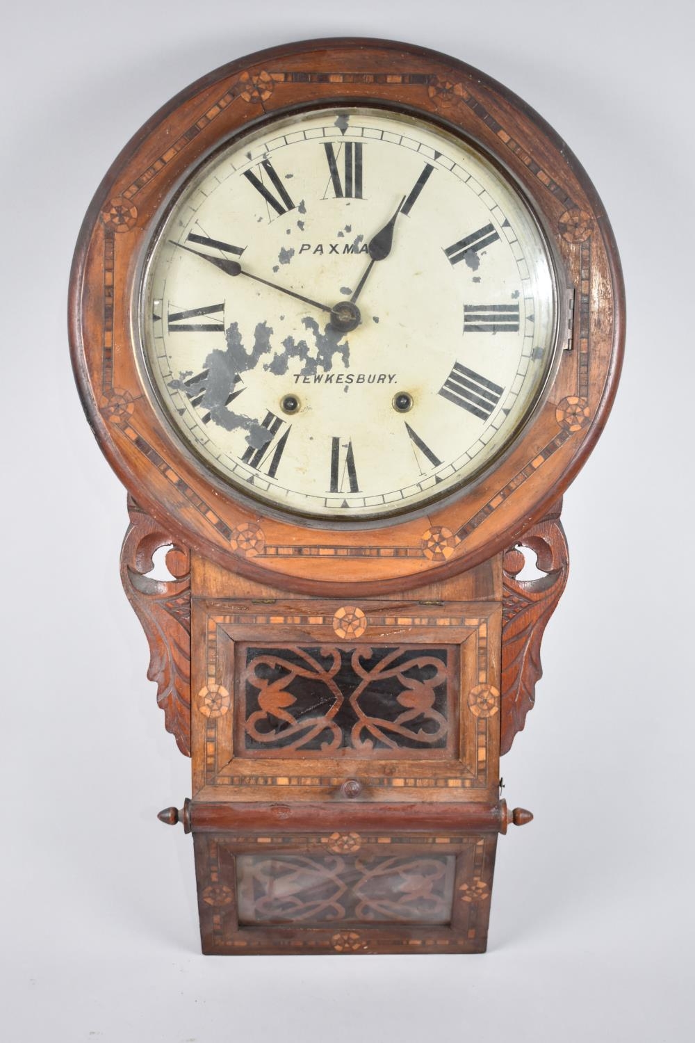 A Late 19th/Early 20th Century Inlaid American Drop Dial Wall Clock ...