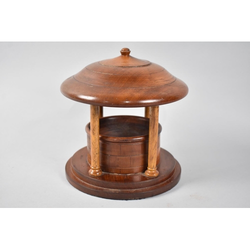 17 - A Circular Treen Tabletop Novelty Bowl in the Form of a Covered Well, 18cms Diameter and 18.5cms Hig... 