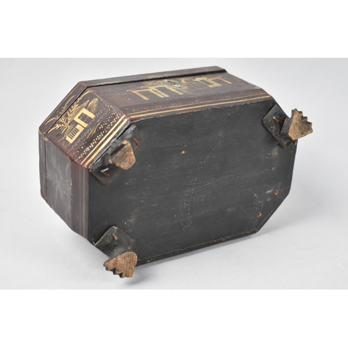 2 - A Late 19th Century Chinese Lacquered Tea Caddy with Remnants of Original Gilt Decoration to Hinged ... 