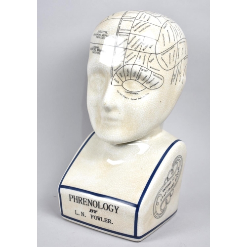 20 - A Reproduction Transfer Printed Ceramic Phrenology Bust, 29cms High