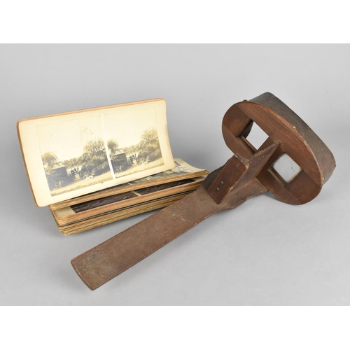 26 - A Late 19th/Early 20th Century Stereoscopic Viewer together with 27 Monochrome Cards, Mixed Views