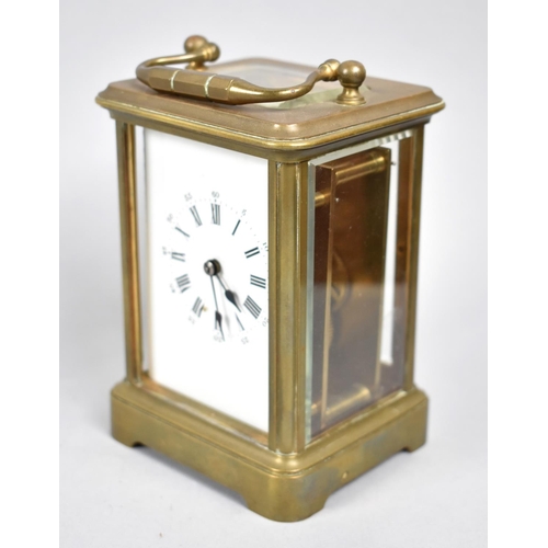 41 - A Mid 20th Century Brass Carriage Clock with White Enamelled Dial, Missing Front Glass Panel but Mov... 