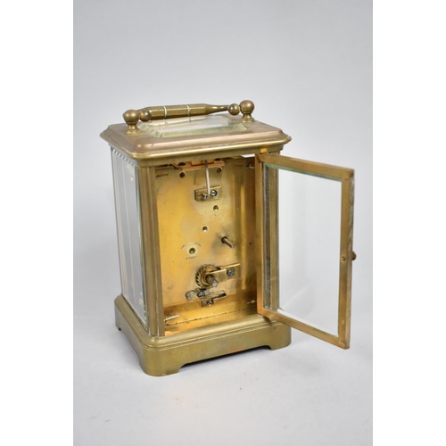 41 - A Mid 20th Century Brass Carriage Clock with White Enamelled Dial, Missing Front Glass Panel but Mov... 