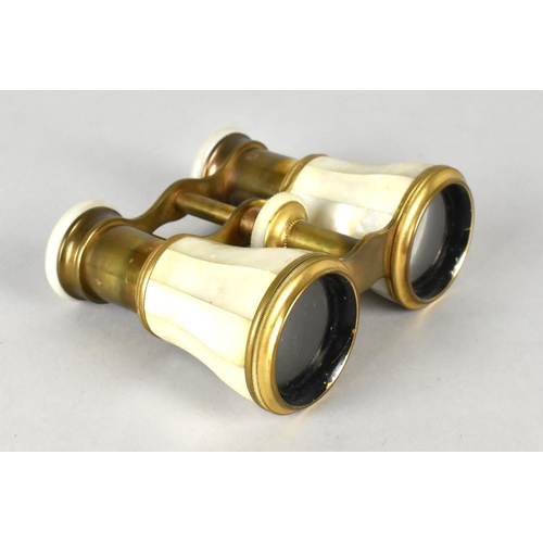 42 - A Pair of Late 19th/Early 20th Century Brass and Mother of Pearl Opera Glasses