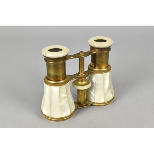 42 - A Pair of Late 19th/Early 20th Century Brass and Mother of Pearl Opera Glasses