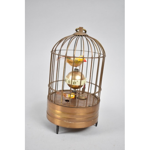 45 - A Reproduction Novelty Automaton Bird Cage Alarm Clock, Working Order, 20cms High