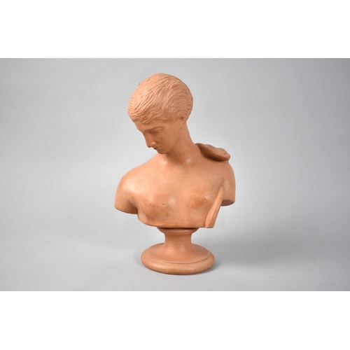 46 - A Terracotta Painted Bust of Clytie, 26cms High