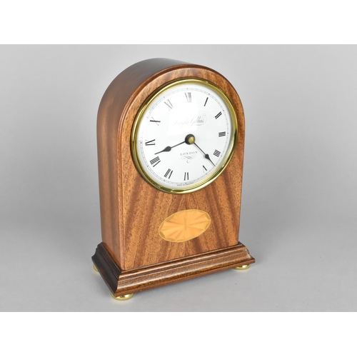 47 - A Modern Arched Top Inlaid Mantel Clock in the Edwardian Style, Battery Movement, 20cms High