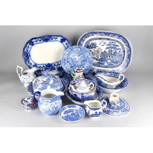 519 - A Collection of Various 19th and 20th Century Blue and White to Comprise Willow Pattern Meat Platter... 