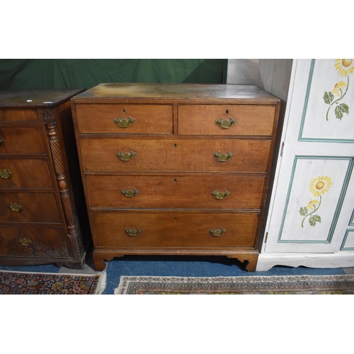 553 - A 19th Century Oak Bedroom Chest of Two Short and Three Long Drawers, Bracket Feet, 97cms Wide