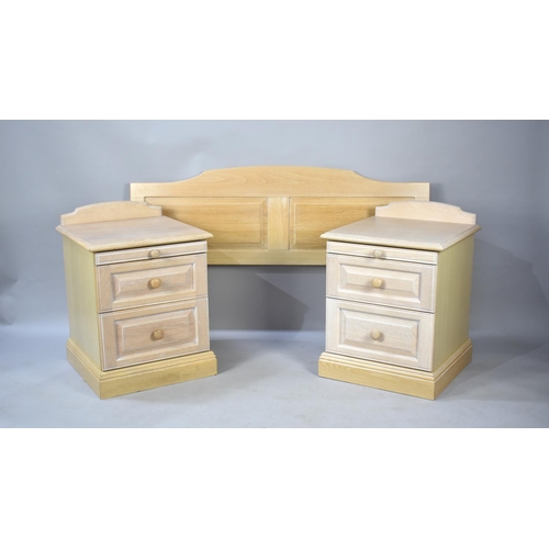 561 - A Pair of Limed Effect Bedside Chests with Two Drawers and Brushing Slide Over together with a Match... 