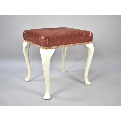 562 - A Mid 20th Century White Painted Upholstered Dressing Table Stool for Reupholstery, 48x42cms