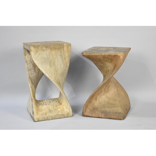 564 - A Pair of Shaped Elm Stands, 29cms Square and 45cms High