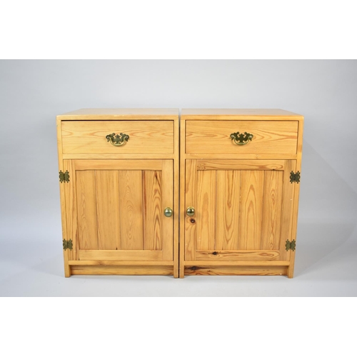 569 - A Pair of Modern Pine Bedside Cabinets with Top Drawers, 46cms Wide