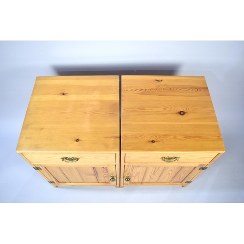 569 - A Pair of Modern Pine Bedside Cabinets with Top Drawers, 46cms Wide