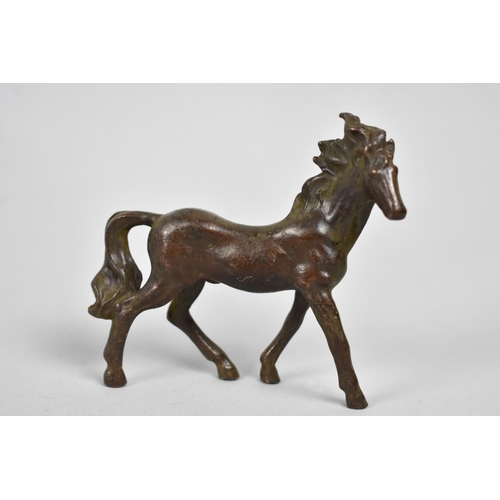 57 - A Small Cold Painted Bronze Study of a Stallion, 8cms High