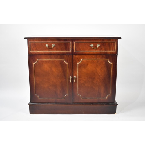 573 - A Modern Mahogany Effect Two Drawer Side Cabinet, 91cms Wide