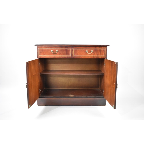 573 - A Modern Mahogany Effect Two Drawer Side Cabinet, 91cms Wide