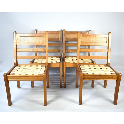 575 - A Set of Four Ladder Back Chairs, Require New Pad Seats