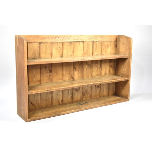 576 - A Vintage Pine Three Shelf School? Bookshelf, 112cms Wide and 69cms High