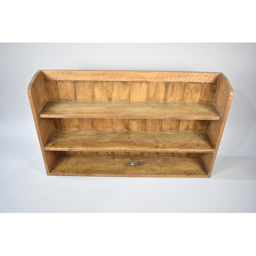 576 - A Vintage Pine Three Shelf School? Bookshelf, 112cms Wide and 69cms High