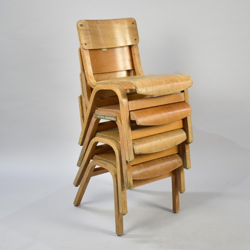 587 - A Set of Four Stacking Childrens Chairs, In Need of Some Restoration