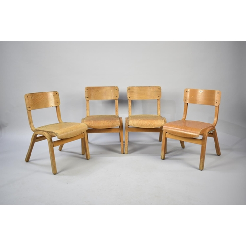 587 - A Set of Four Stacking Childrens Chairs, In Need of Some Restoration