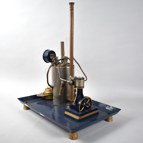 63 - An Early/Mid 20th Century Scratch Built Fixed Steam Engine, Untested, Tray Base Measures 41x27cms