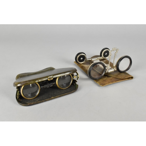 67 - A Pair of Late 19th/Early 20th Century Folding Leather Covered Opera Glasses and a Vintage Pair of 