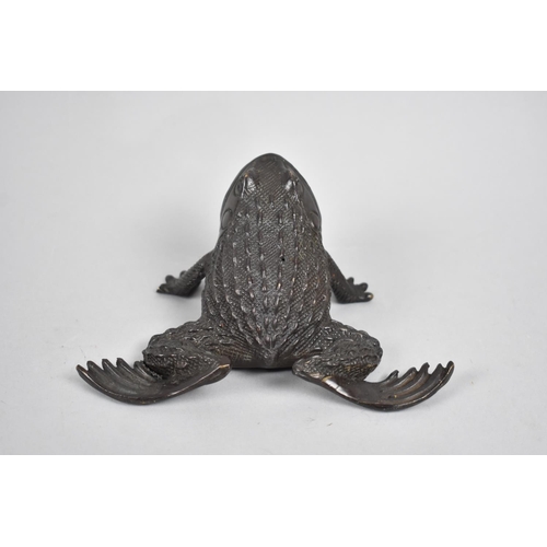 80 - A Large Patinated Bronze Study of a Toad, 16.5cms Wide