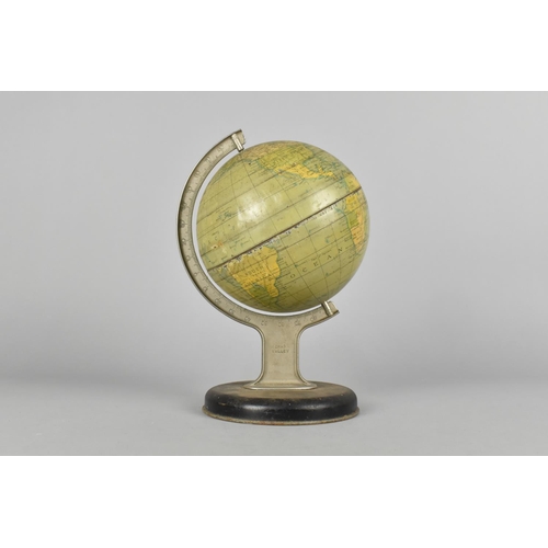 93 - A Vintage Chad Valley Childs Toy Table Globe in Tin Plate, 21cms High