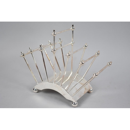 99 - A Reproduction Silver Plated Letter Rack as was Designed by Christopher Dresser, 22cms Wide