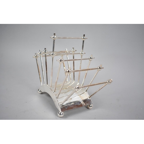 99 - A Reproduction Silver Plated Letter Rack as was Designed by Christopher Dresser, 22cms Wide