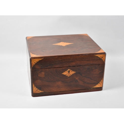 10 - A 19th Century Inlaid Rosewood Ladies Work and Travel Box, Hinged Lid to Fitted Interior with Remova... 