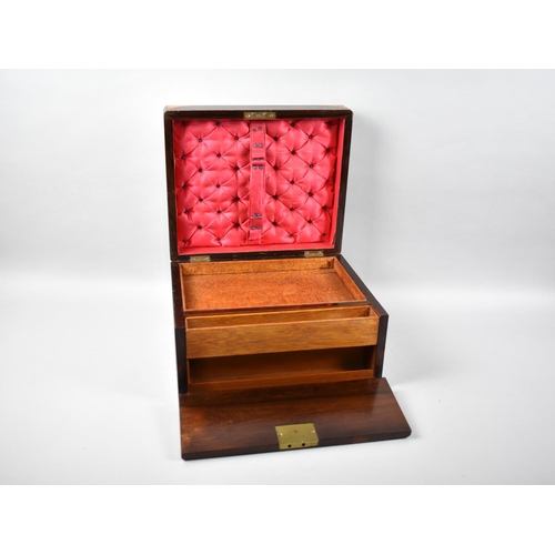 10 - A 19th Century Inlaid Rosewood Ladies Work and Travel Box, Hinged Lid to Fitted Interior with Remova... 