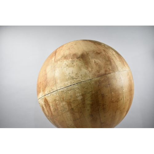 104 - A Large Table Globe on Circular Wooden Base, 67cms High, Condition issues