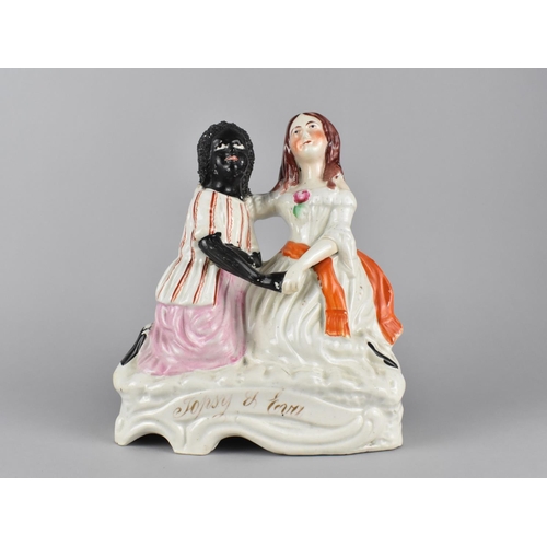 116 - A 19th Century Staffordshire Figure Group, Topsy and Eva, Modelled Kneeling and Holding Hands on a S... 