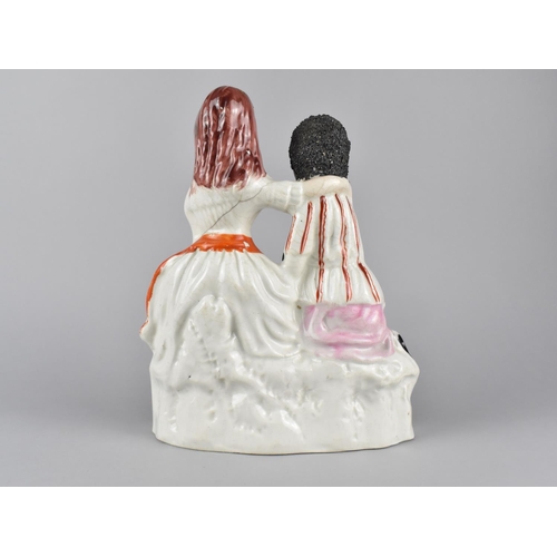 116 - A 19th Century Staffordshire Figure Group, Topsy and Eva, Modelled Kneeling and Holding Hands on a S... 