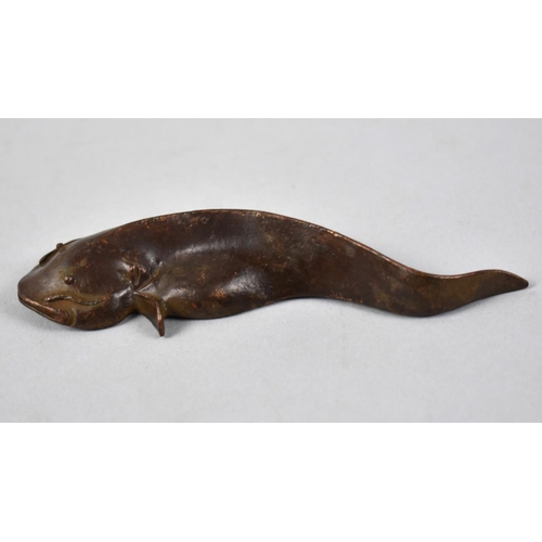 121 - A Patinated Bronze Study of a Catfish or Lungfish, 11.5cms Long