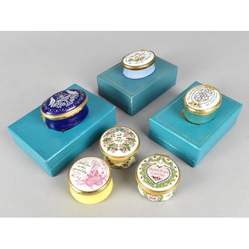 130 - A Collection of Six Enamel Boxes by Bilston and Battersea