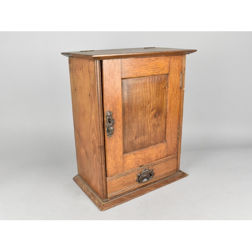 15 - A Late Victorian/Edwardian Oak Smokers Cabinet with Hinged Panel Door to Fitted Interior with Hinged... 